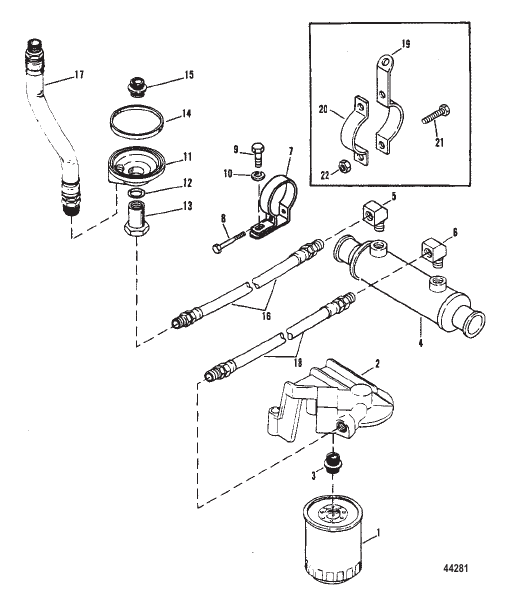 OIL FILTER AND ADAPTER (S/N 0F159999 AND BELOW)