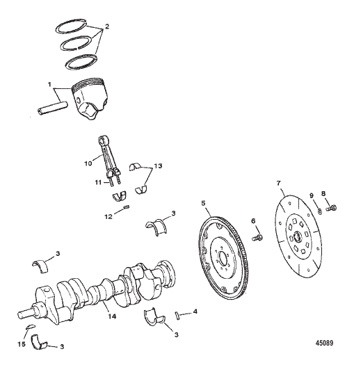 CRANKSHAFT, PISTONS AND CONNECTING RODS