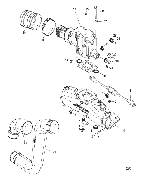 Exhaust Manifold Elbow And Pipes - Manual Drain