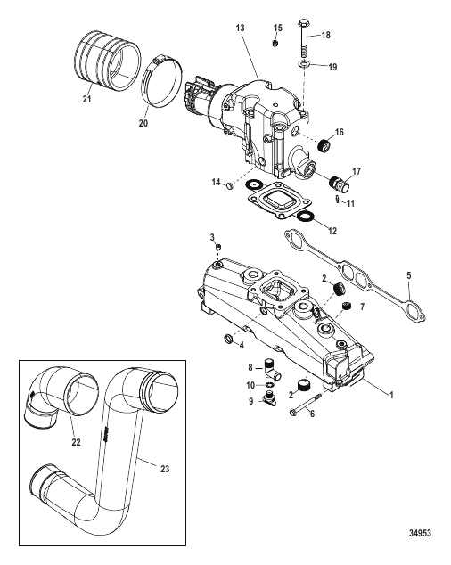 Exhaust Manifold Elbow And Pipes - Air Actuated Drain