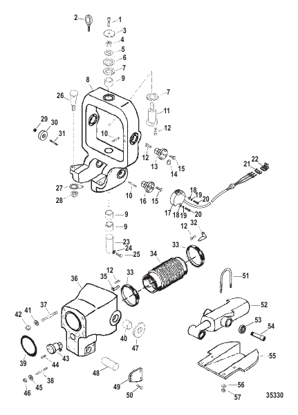 Gimbal Ring/Bell Housing Dry-Sump With Trim Sensor