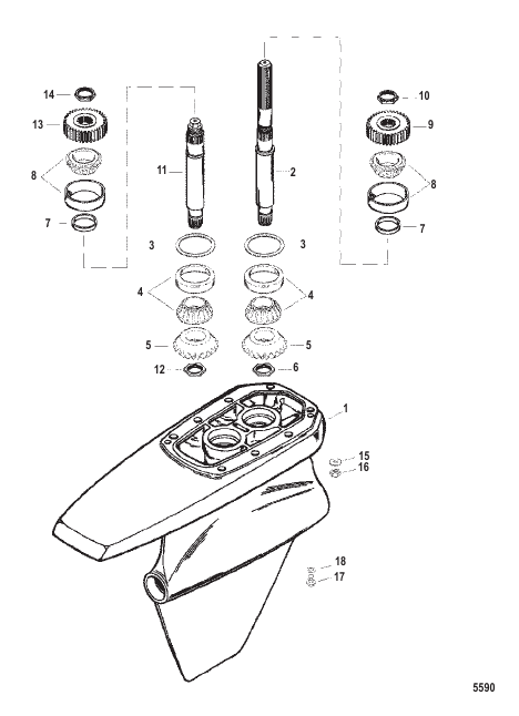 Gear Housing Wet-Sump SSM VI-Driveshaft (Pre-1998)