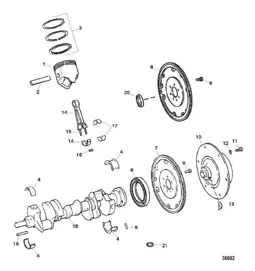 CRANKSHAFT PISTONS AND CONNECTING RODS