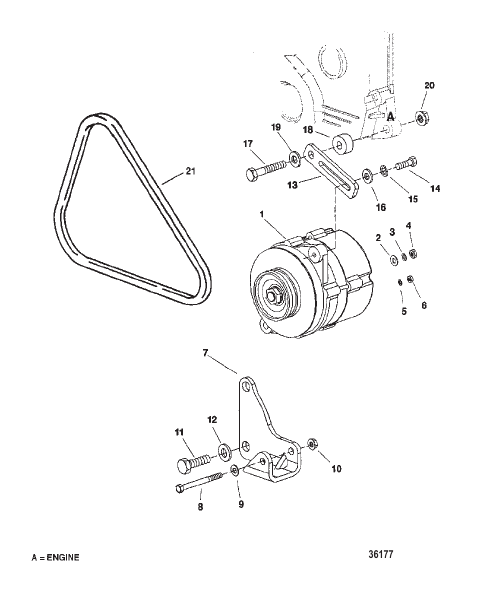 ALTERNATOR AND MOUNTING HARDWARE