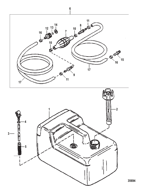 FUEL TANK AND LINE ASSEMBLY (PLASTIC - 3.2 GALLON)