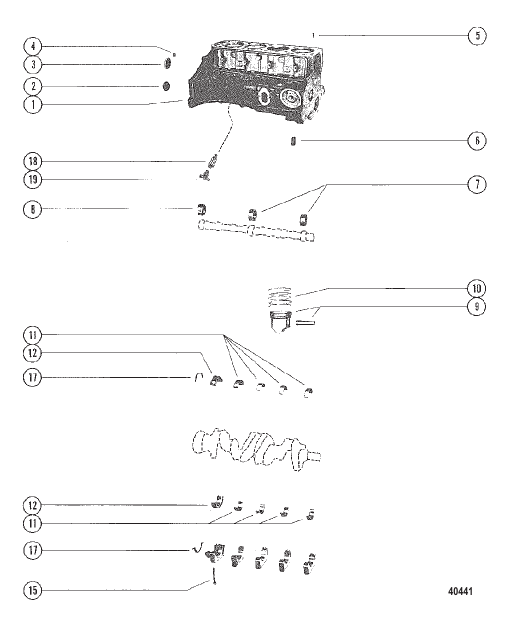 CYLINDER BLOCK PISTON AND BEARINGS