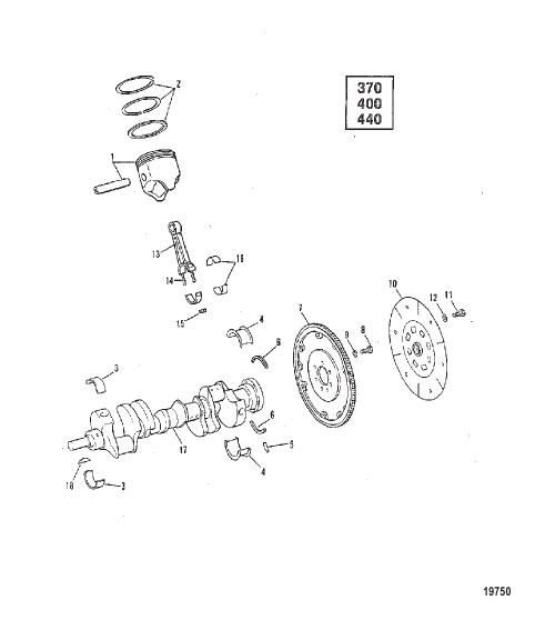 Crankshaft, Pistons and Connecting Rods (370/400/440)