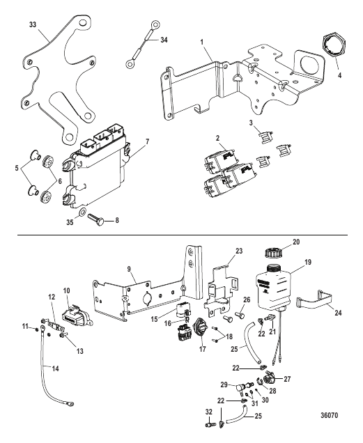 Electrical Components PCM, Circuit Breaker, Lube Bottle