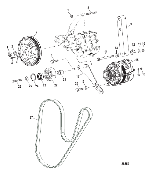 Alternator And Sea Water Pump Mounting