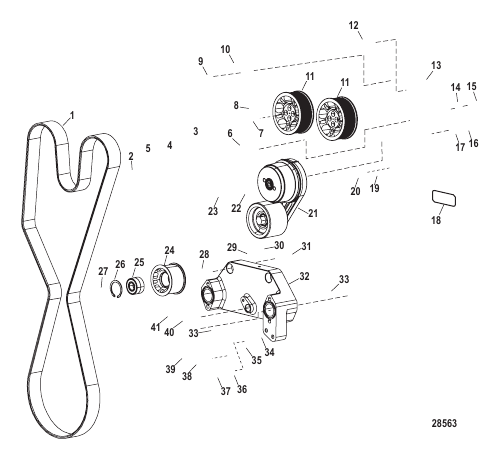 Engine Components (Drive Belt) (0M957032 Thru 0M960972)