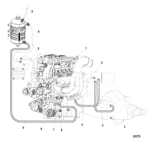 Oil Hoses And Fittings (Port Side View)
