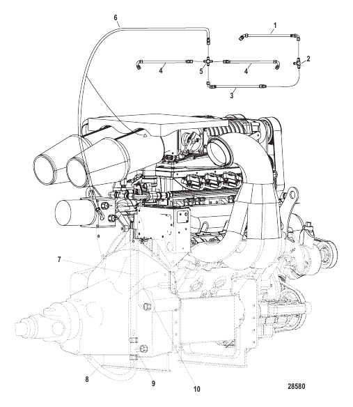 Oil Hoses And Fittings (Starboard Side View)