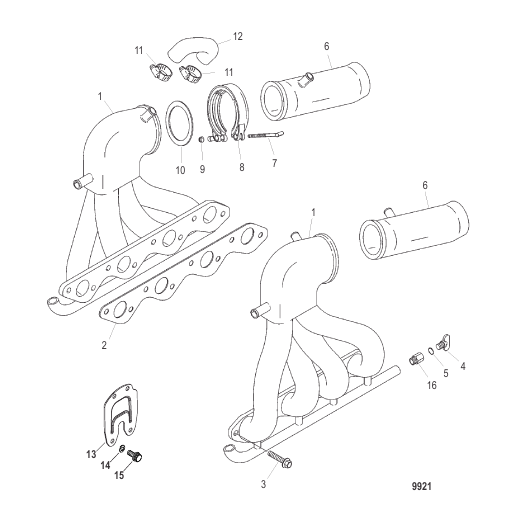 Exhaust Header (Design II) Straight-1.125 Inch Water Outlet