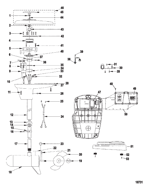 Complete Trolling Motor (Model L43ES / AG43ES) (12 Volt)