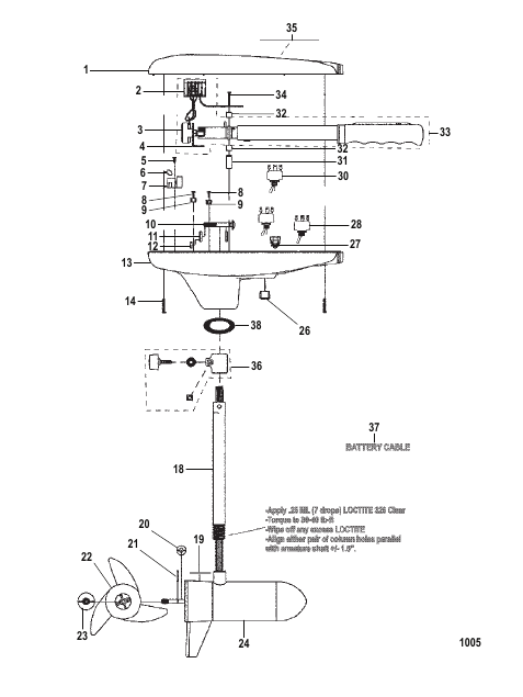 Complete Trolling Motor (Model GWB52V / GWT52V) (12 Volt)