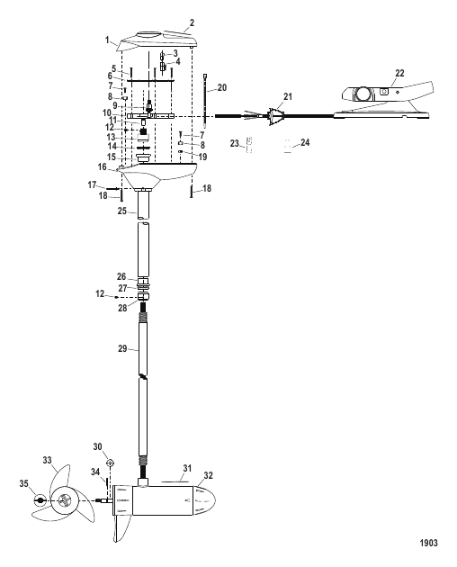 Complete Trolling Motor (Model BD1236) (12 Volt)