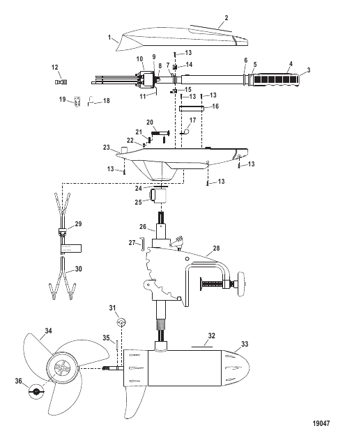 Complete Trolling Motor (Model BD1250) (12 Volt)
