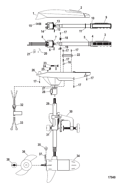 Complete Trolling Motor (Model FW30HT) (12 Volt)