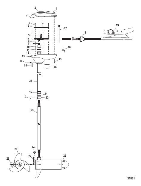 Complete Trolling Motor (Model FW36FT) (12 Volt)