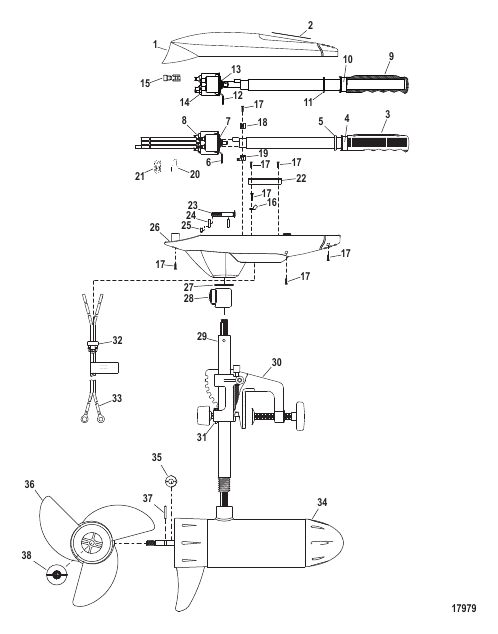 Complete Trolling Motor (Model FW54HT) (12 Volt)