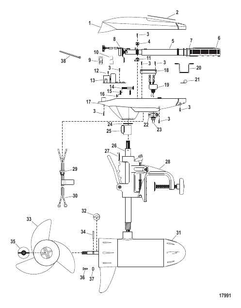 Complete Trolling Motor (Model FW54HTV / FW54HTD) (12 Volt)