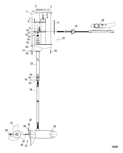 Complete Trolling Motor (Model FW54FBD) (12 Volt)