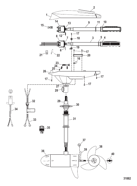 Complete Trolling Motor (Model FW54HB) (12 Volt)
