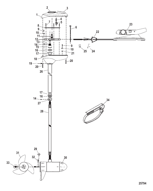Complete Trolling Motor (Model FW60FB) (24 Volt)