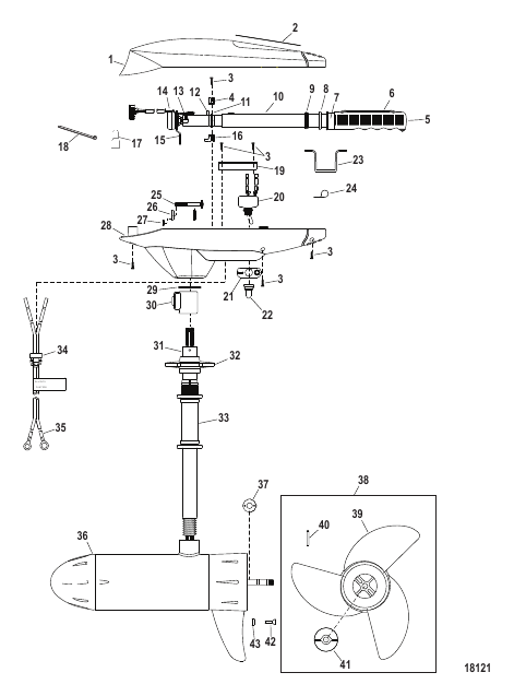 Complete Trolling Motor (Model FW70HBD - BASS) (24 Volt)