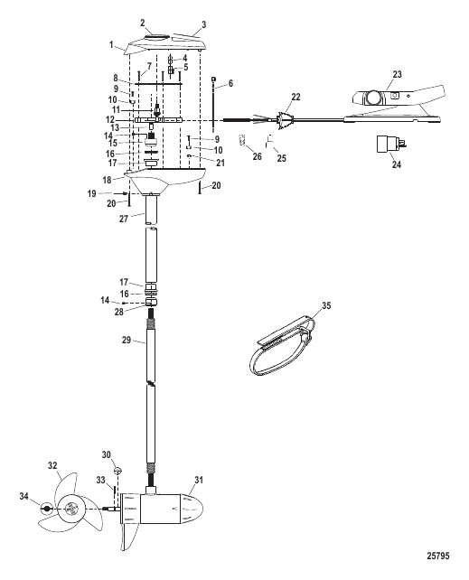 Complete Trolling Motor (Model FW71FB) (24 Volt)