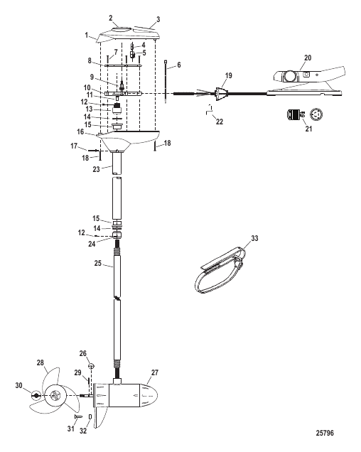 Complete Trolling Motor (Model FW71FBD / FW71FBV) (24 Volt)
