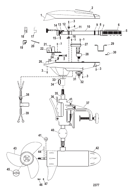 Complete Trolling Motor (Model SW54HTD / SW54HTV) (12 Volt)