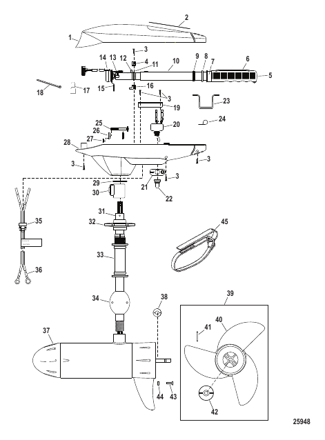 Complete Trolling Motor (Model SW71HBD / SW71HBV) (24 Volt)