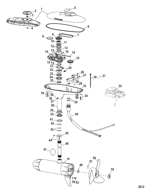 Complete Trolling Motor (Model SWDS54FB/SWDS54FBV) (12 Volt)