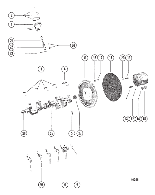 CRANKSHAFT AND PISTONS