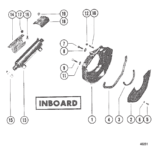 FLYWHEEL HOUSING AND OIL COOLER (INBOARD)