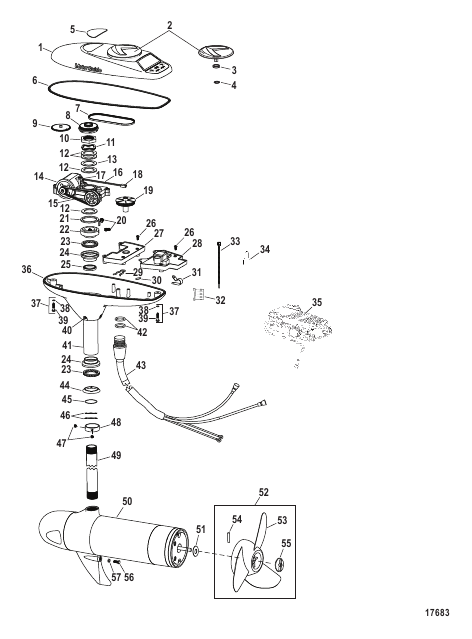 Complete Trolling Motor (Model PTSV82FBD) (24 Volt)