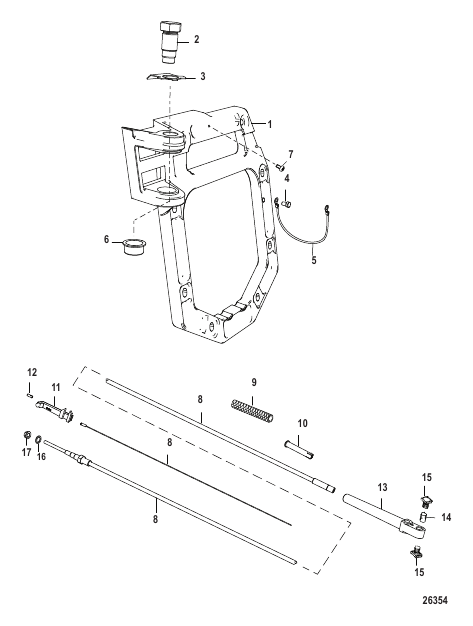 Transom Plate and Shift Cable