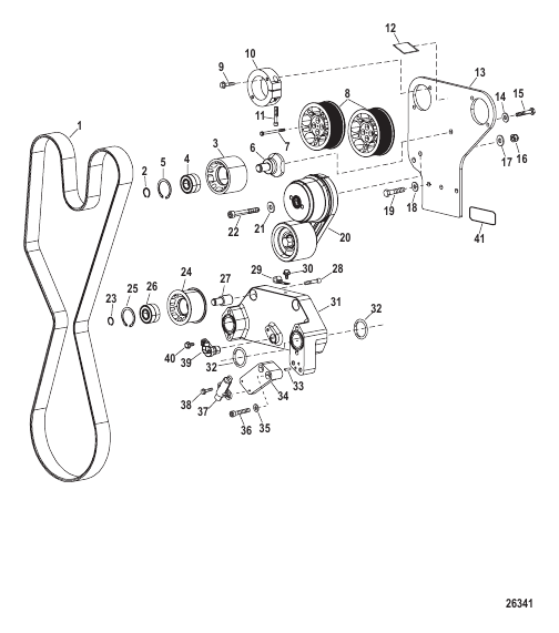 Engine Components (Water Inlet And Drive Belt)
