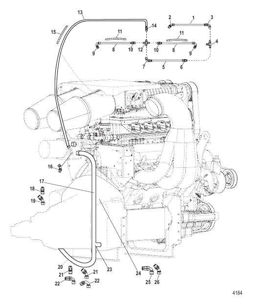 Oil Hoses And Fittings (Starboard Side View)