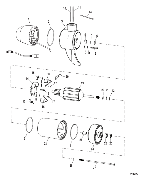 Lower Unit Assembly (75# - Variable) (FW75P Sonar)