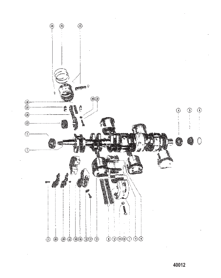 CRANKSHAFT, PISTONS AND CONNECTING RODS