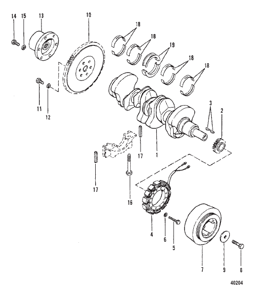 CRANKSHAFT FLYWHEEL AND ALTERNATOR