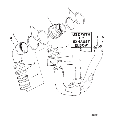 EXHAUST SYSTEM USE WITH 15 DEGREE EXHAUST ELBOW