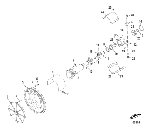 Flywheel Cover, Coupler and Driveshaft Sterndrive