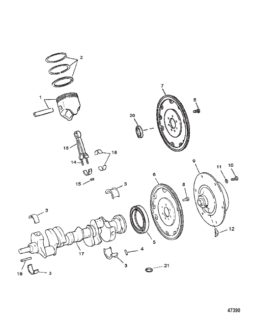 CRANKSHAFT PISTONS AND CONN RODS