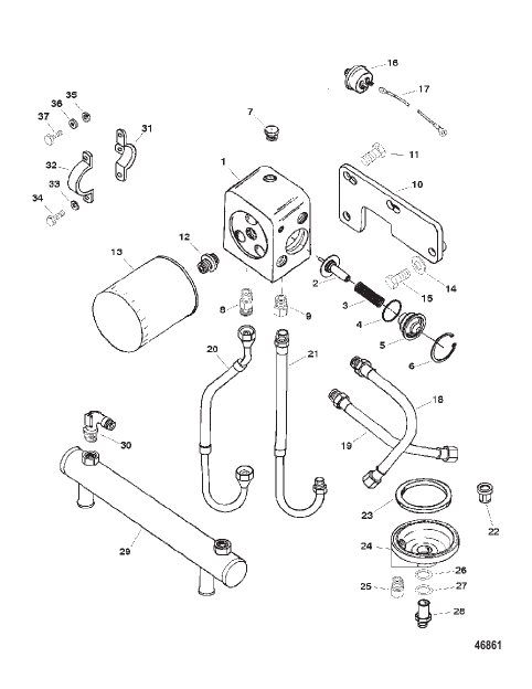 OIL COOLER, OIL FILTER AND ADAPTOR
