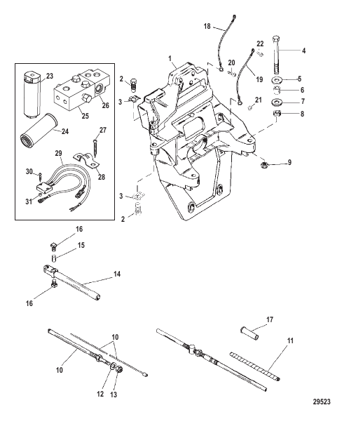 Transom Plate And Shift Cable