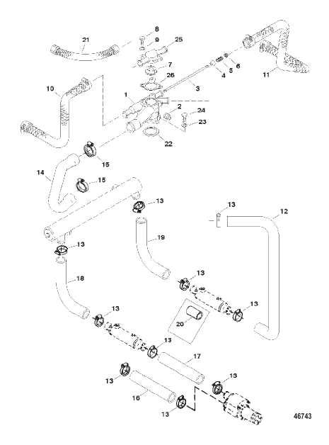THERMOSTAT HOUSING AND WATER HOSES