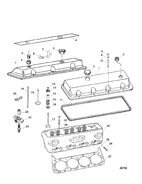 CYLINDER HEAD AND ROCKER COVER (SN 0F615830 AND UP)